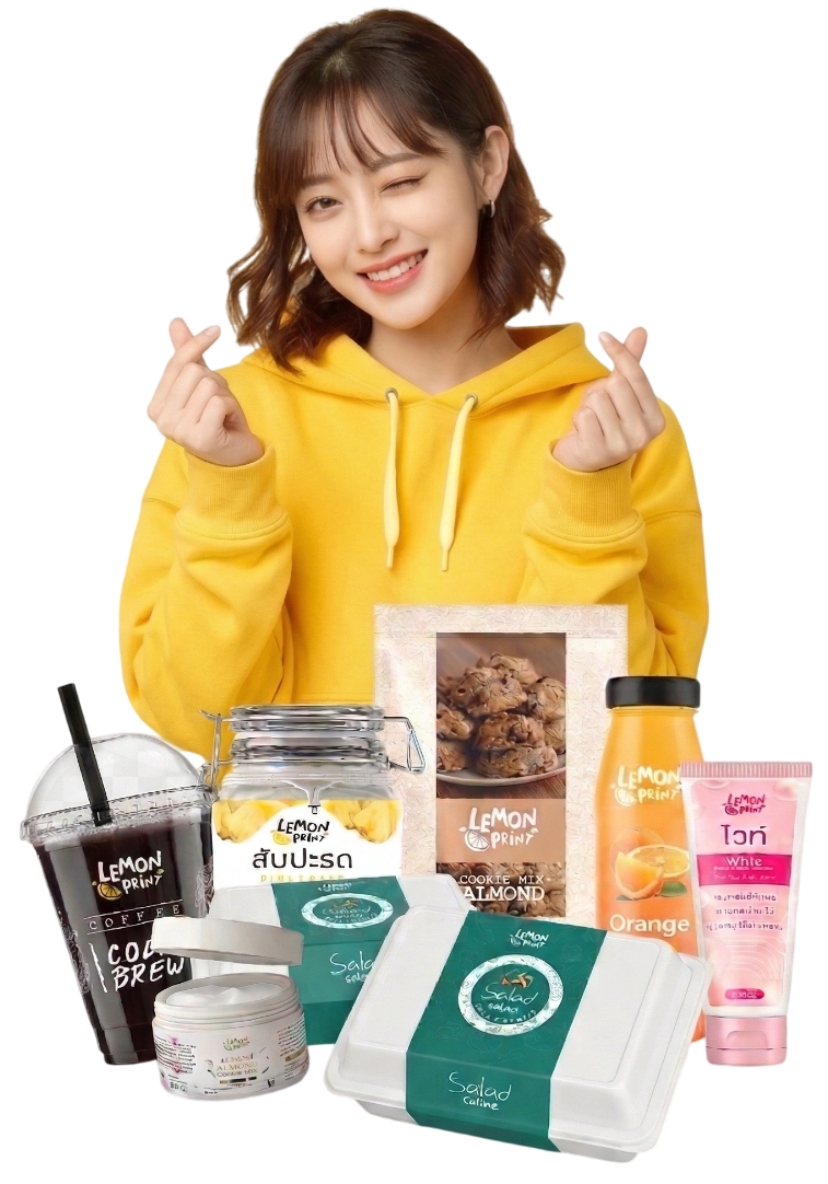 Person with food and drinks assortment